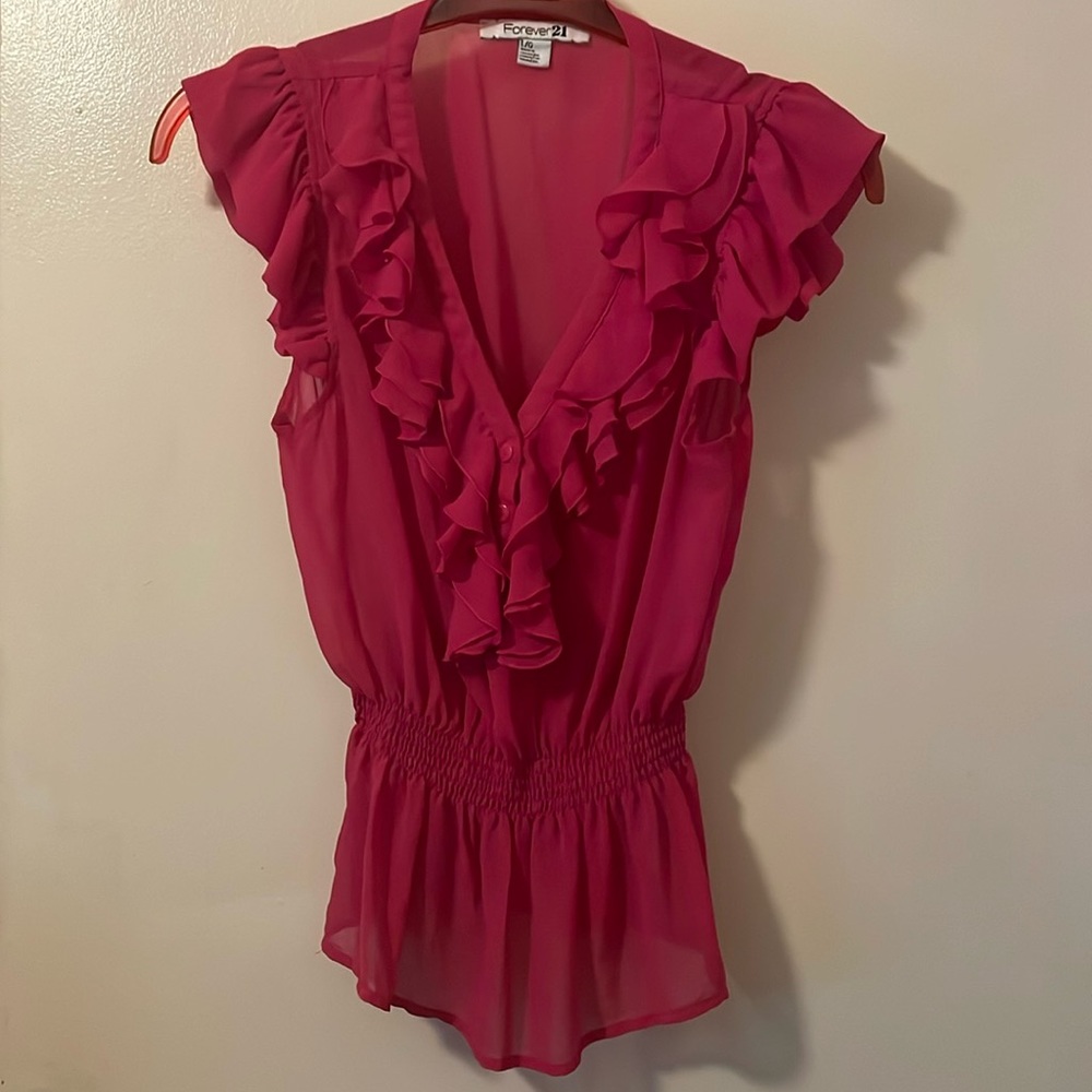 Forever 21 L sheer pink sleeveless top
